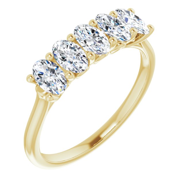 1.05 ct. Oval Cut Diamond Wedding Band 5 Stone Anniversary Ring-VIRABYANI